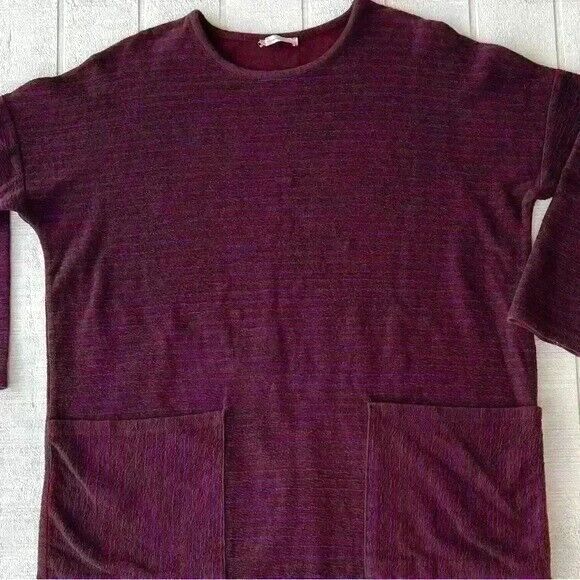 Zara Women's Burgundy Blue Striped Oversized Sweater Size Small - Picture 2 of 4